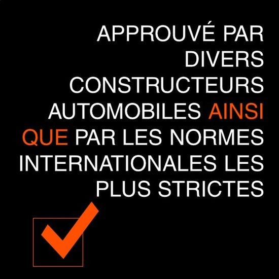 Graphique démontrant l'avantage d'AutoSock : Approuvé par les constructeurs automobiles et certifié par les normes internationales